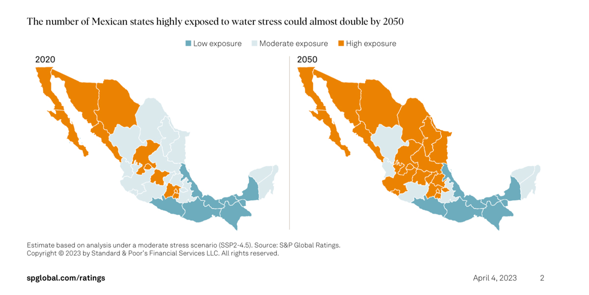 Wasserstressprognose Mexiko 2050