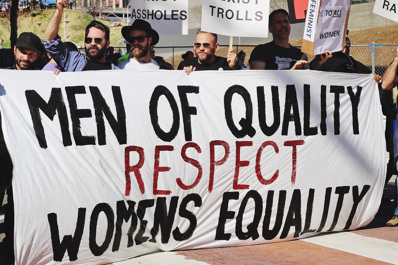 Banner "Men of quality respect womans equality