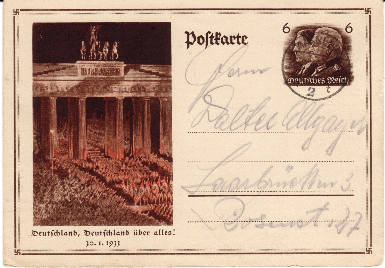 Nationalsozialistische Postkarte von 1933